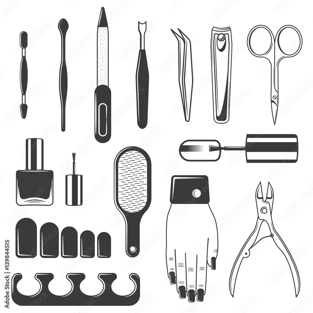 Set of equipment manicure and pedicure kit Stock 벡터 Adobe Stock