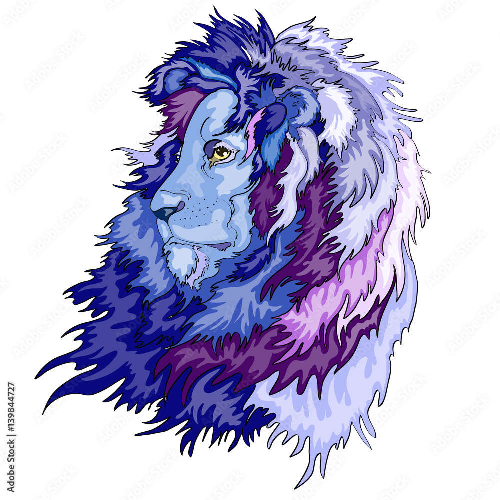 Vecteur Stock Lion head , vector illustration , blue design isolated on ...
