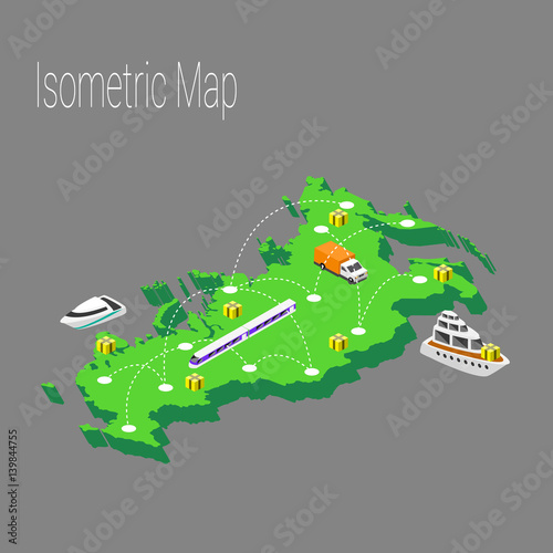 Map Russia isometric concept.