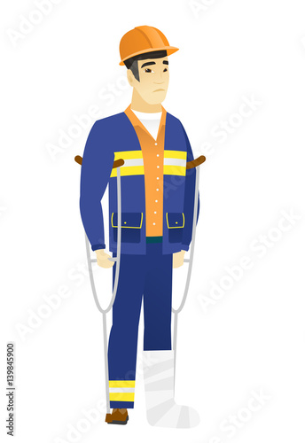 Injured builder with broken leg