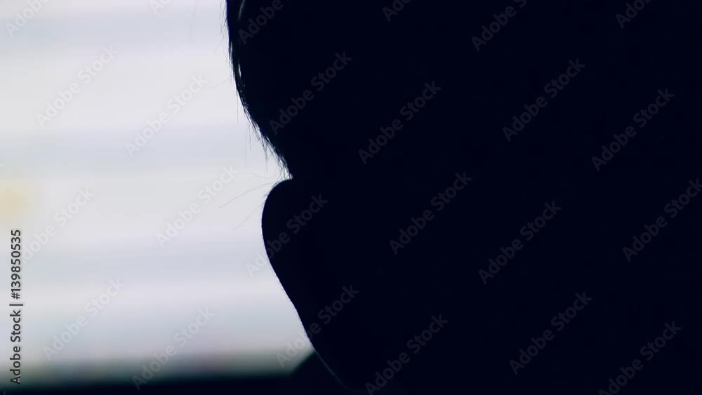 Hacker online man working for computer night hacking system the offense