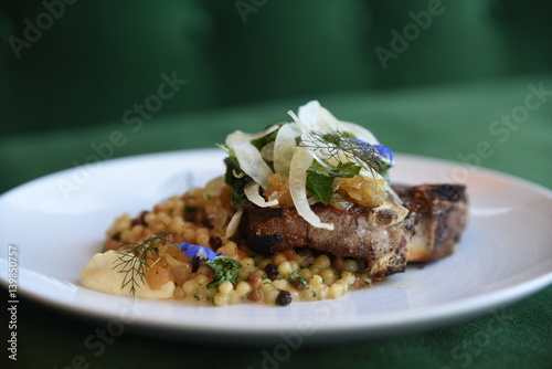 Close up of meal on white plate