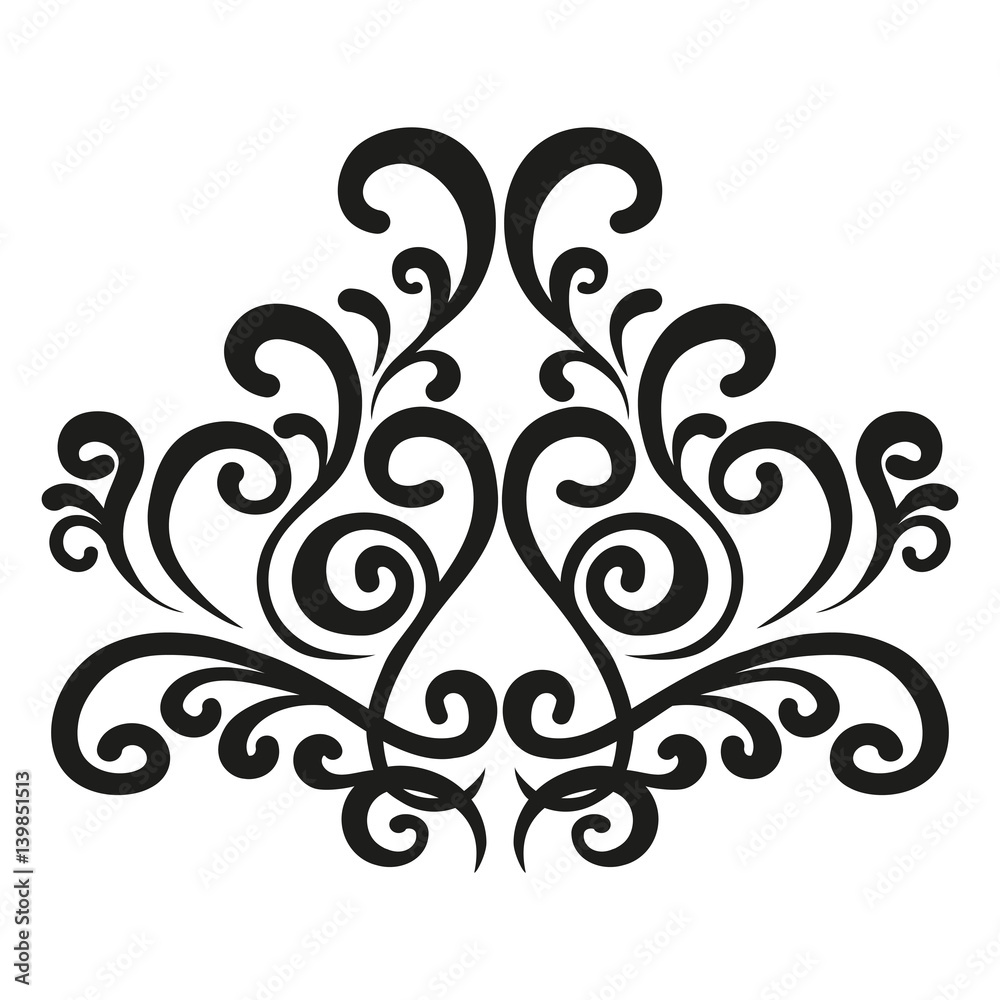 Vignette. Curls for creating a design in a vintage style. Baroque ornament. Vignette. Curls for creating a design in a vintage style. Baroque ornament.