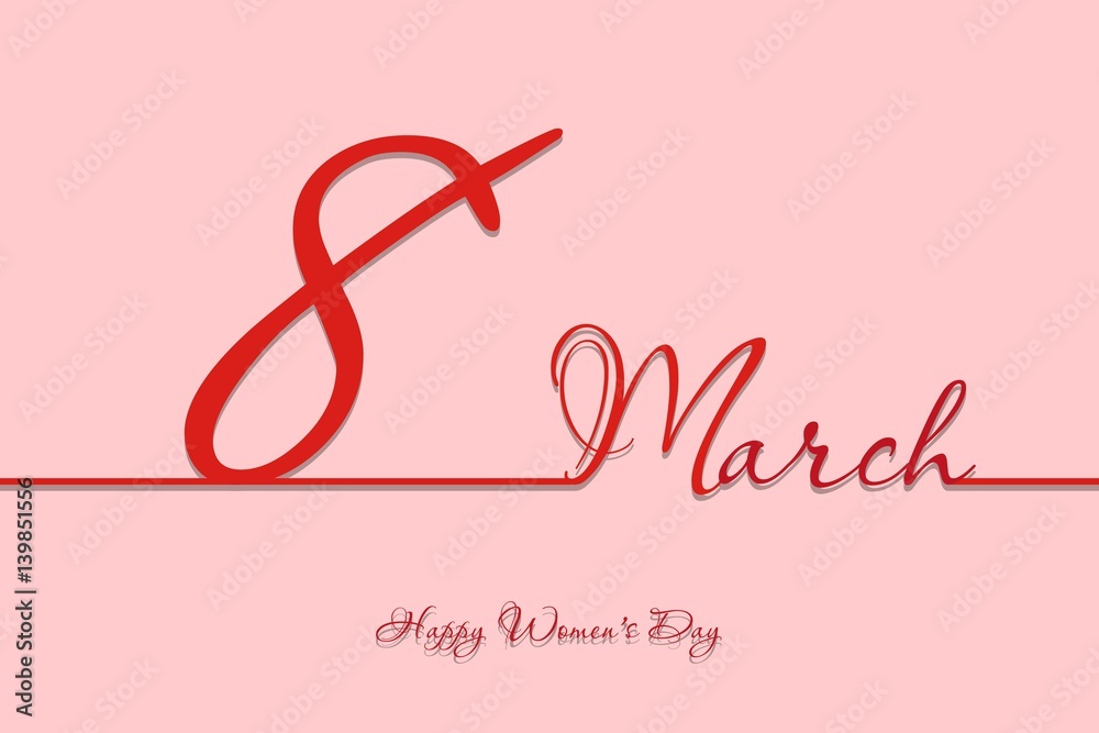 8 March line banner. Happy Womens Day decoration. Flat Holiday background. Vector illustration.