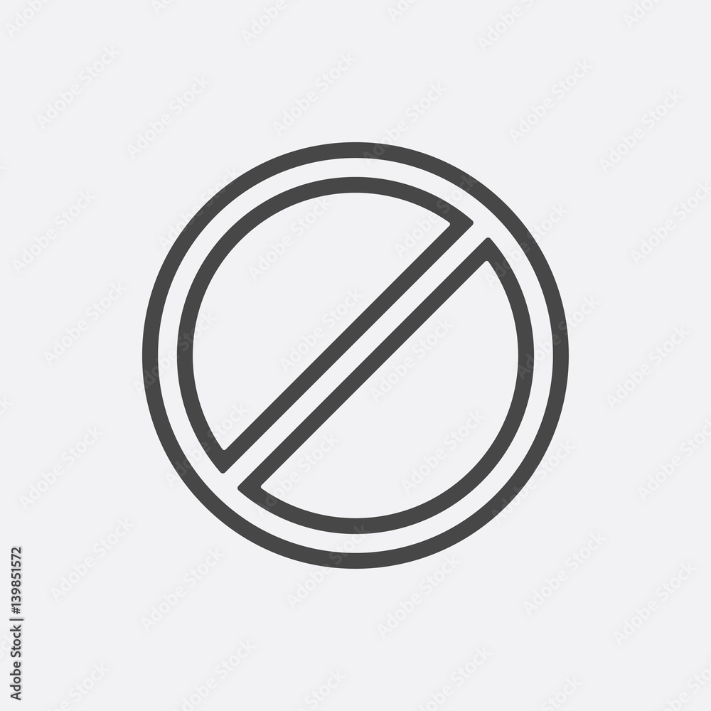 Blocked data vector line icon isolated on white background. Prohibition symbol. Vector illustration. Blocked data vector line icon isolated on white background. Prohibition symbol. Vector illustration.