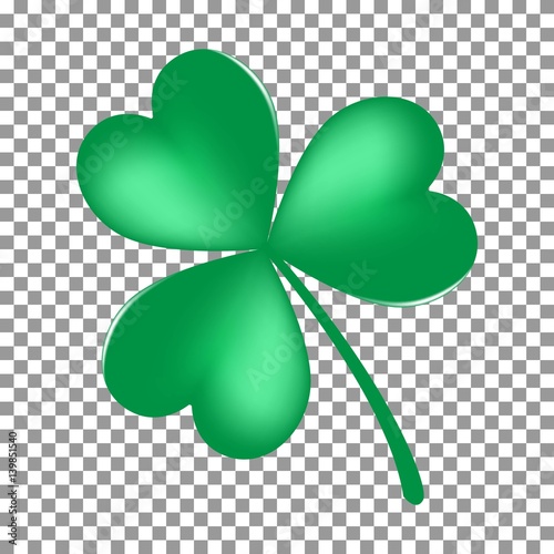 Green Shamrock leave icon isolated on transparent background. Happy patricks flat pictogram, irish symbol. Vector illustration.