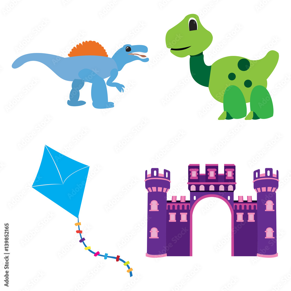 Naklejka premium Set of toys on a white background, Vector illustration