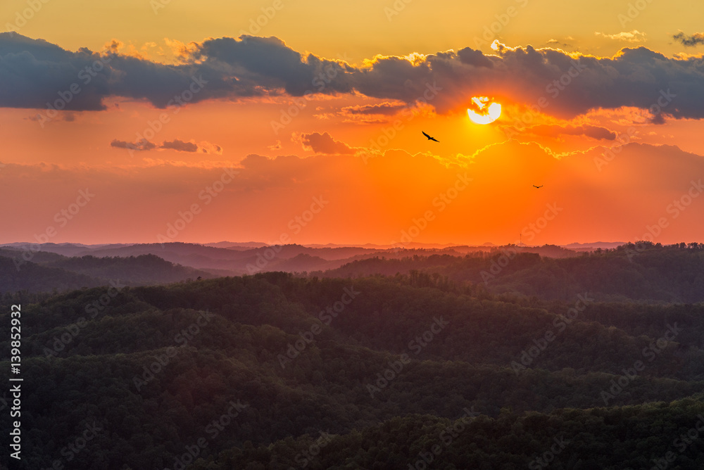 Appalachian mountains, scenic summer sunset Appalachian mountains, scenic summer sunset