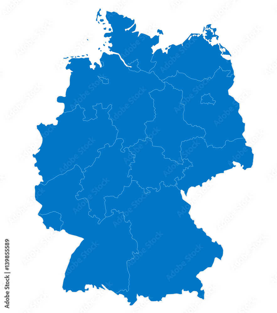 Map of Germany with provinces in blue color