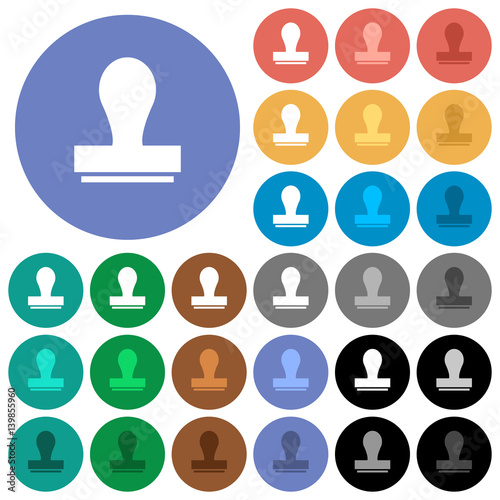 Stamp round flat multi colored icons