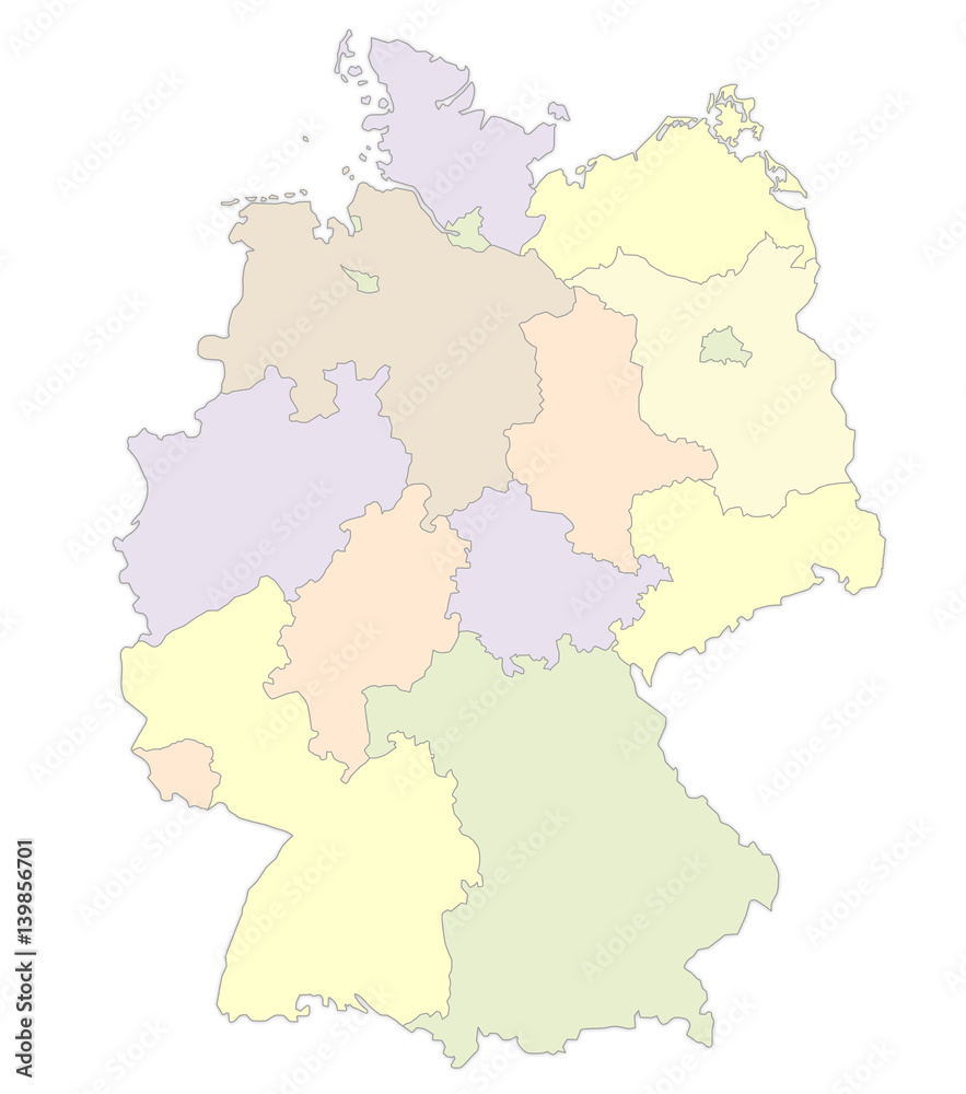 Map of Germany with provinces in pastel colors