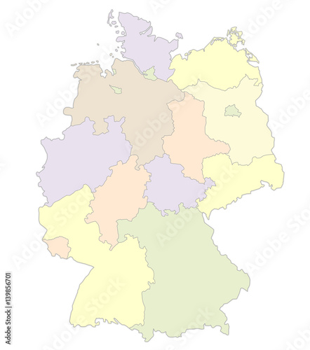 Map of Germany with provinces in pastel colors