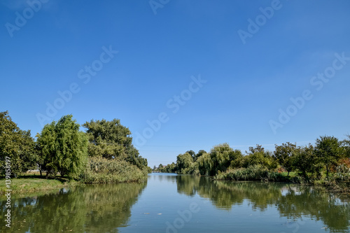 Poltava Yerik. Landscape river, water and trees.