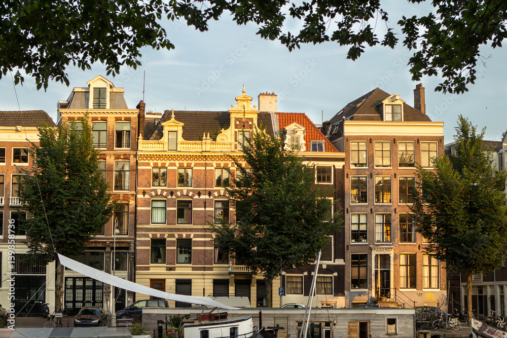 Traditional old buildings in Amsterdam
