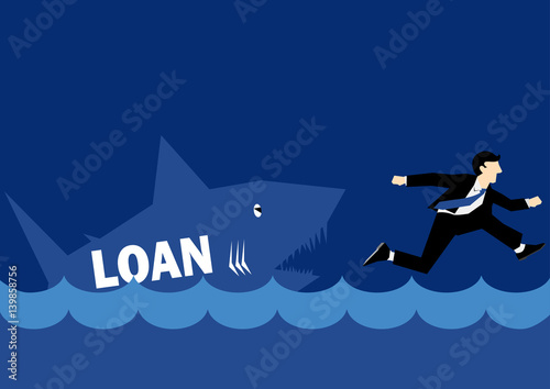 Business Illustration of a businessman chased by Loan Shark
