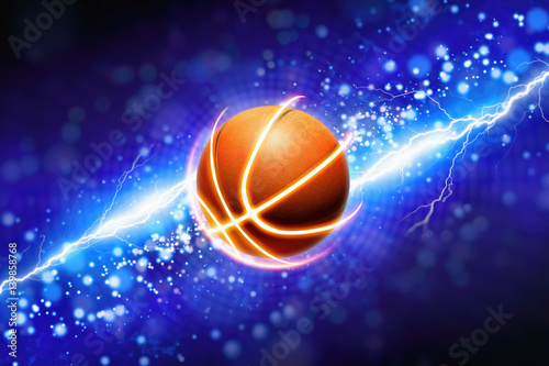 Basketball and powerful blue lightning © IgorZh