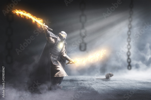Samurai warrior with two fi...