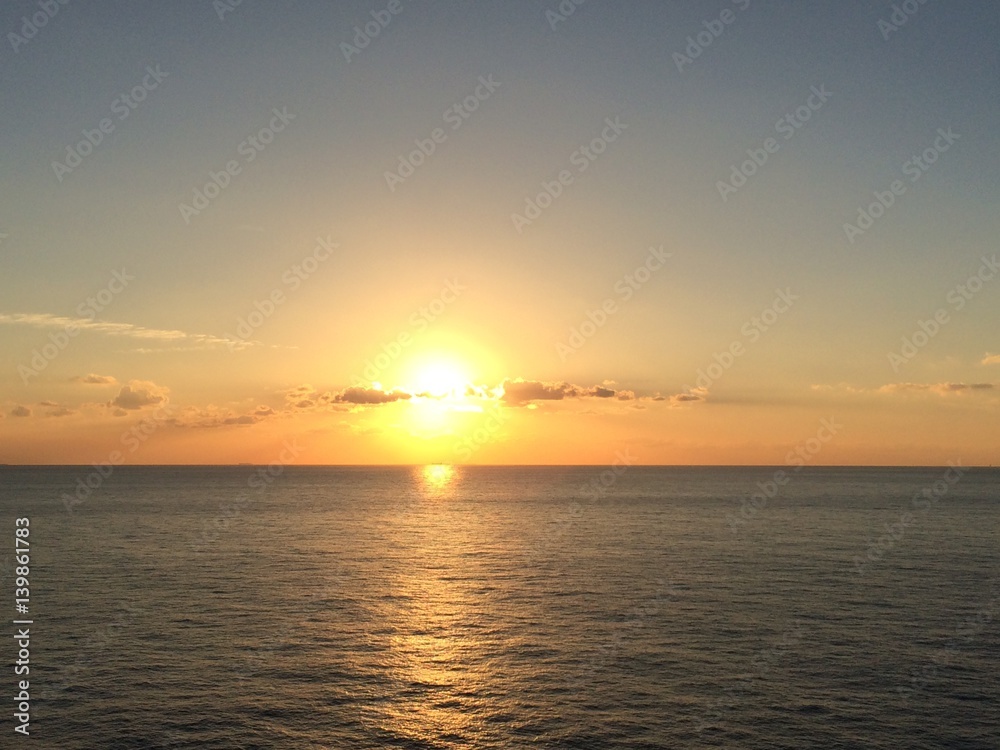 Romantic sunset over the sea