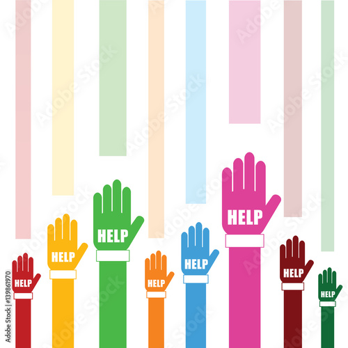 hands help set in color illustration