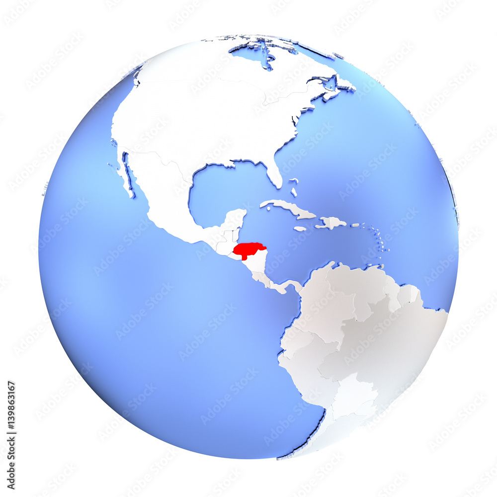 Honduras on metallic globe isolated