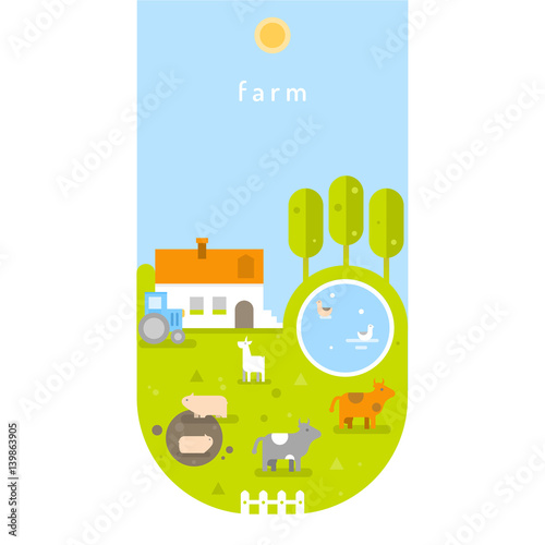 Animals on the farm. Vector flat illustration.