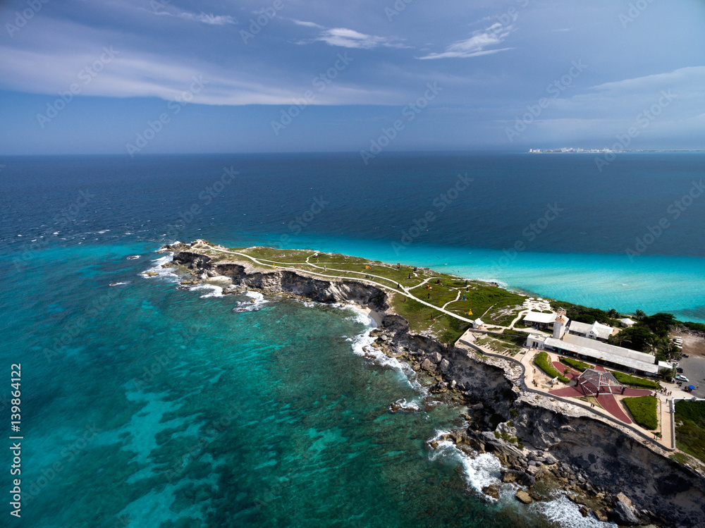 Punta Sur of Isla Mujeres, South End of the island Aerial View.