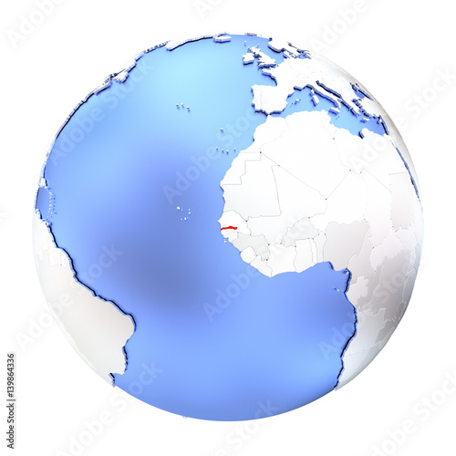 Gambia on metallic globe isolated