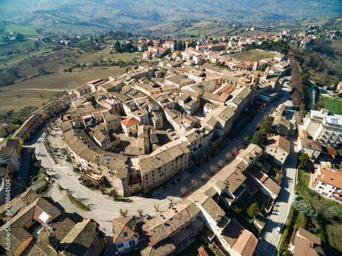 Drone Aerial Photo of  the Italian Hill Town of Staffalo, Le Marche, Italy