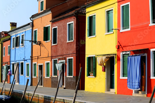 island of Burano and vivid color houses in Italy