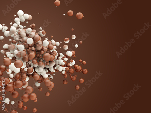 Chocolate and milk bubbles on brown background. photo