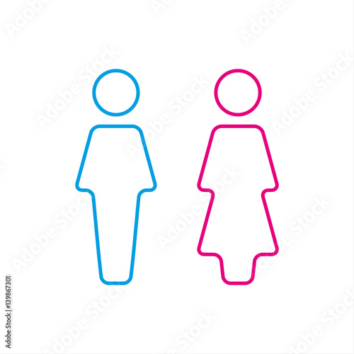 WC icon, toilet icon, men and women sign for restroom, vector illustration isolated on a white background