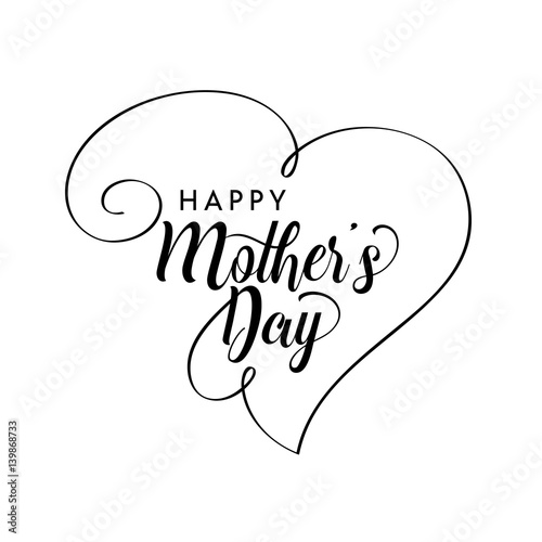 Happy Mother's Day greeting card. Typographic design isolated on white background.