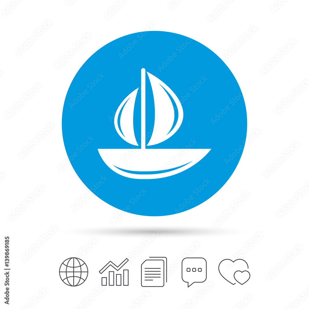Sail boat icon. Ship sign.