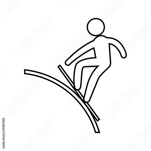 eps 10 vector thin line Snowboard Slopestyle sport icon. Winter activity pictogram for web, print, mobile. Black athlete sign isolated on gray. Hand drawn competition symbol. Graphic design clip art