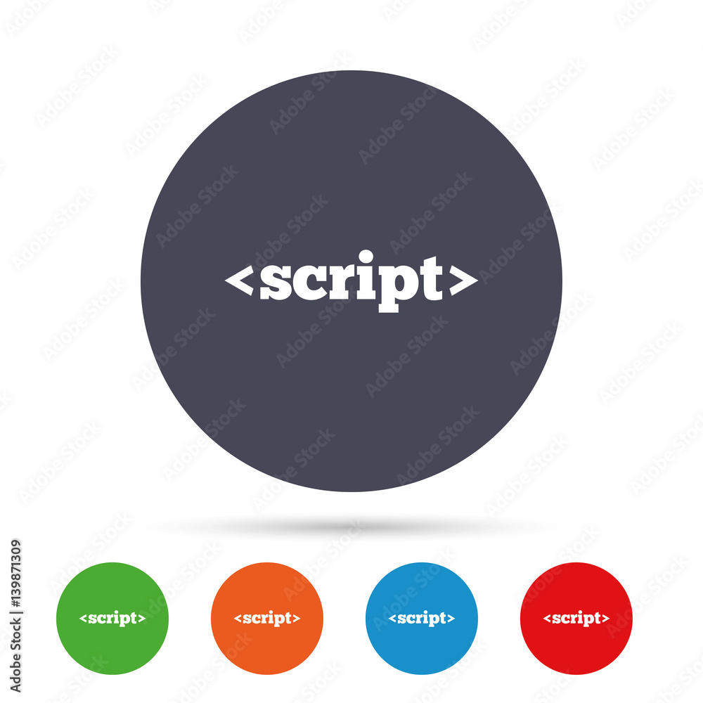 Script sign icon. Javascript code symbol. Script sign icon. Javascript code symbol.