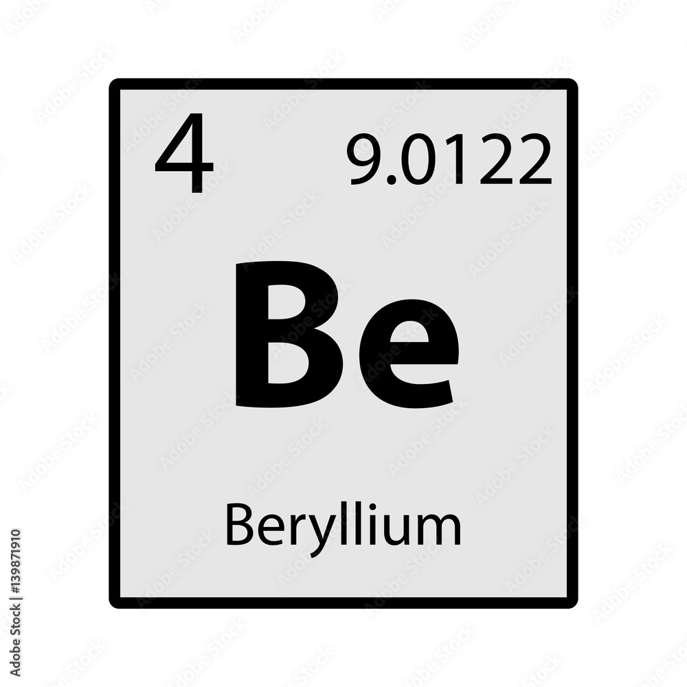 Beryllium periodic table element gray icon on white background vector Beryllium periodic table element gray icon on white background vector