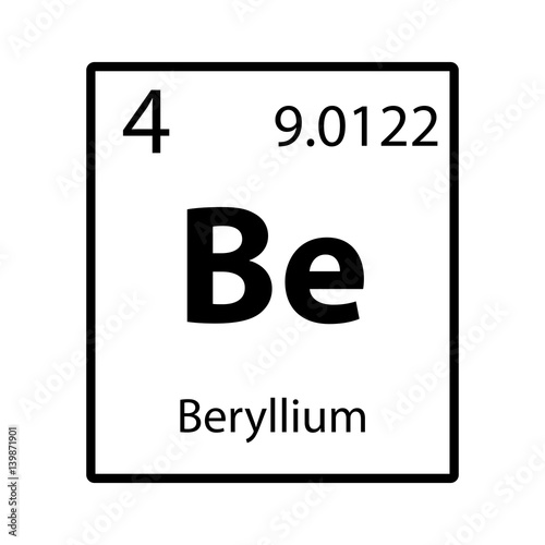 Beryllium periodic table element icon on white background vector