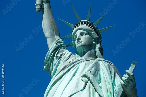 Statue of Liberty, blue sky in New York