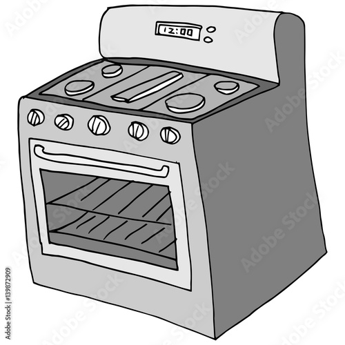 retro stove drawing