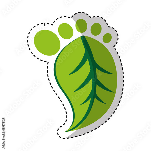 leaf plant ecology with footprint shape symbol vector illustration design