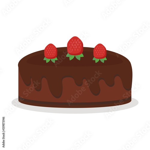 Chocolate cream birthday cake pie isolated vector illustration food dessert sweet crust baked homemade fresh tart gourmet delicious cooking holiday