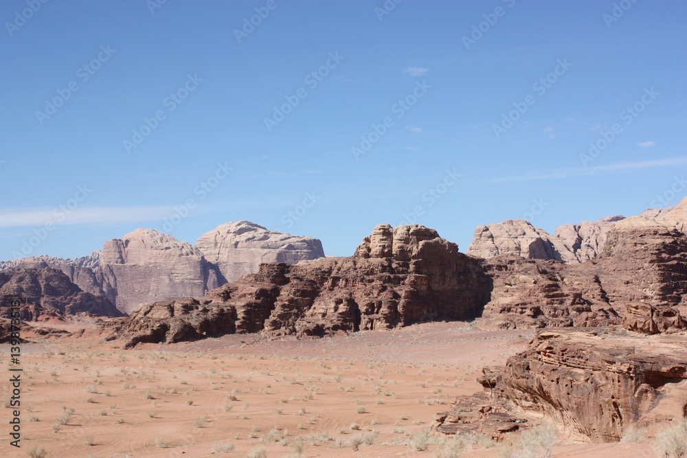 Wadi Ram, panorama from Jebel Khazali, Jordan Wadi Ram, panorama from Jebel Khazali, Jordan