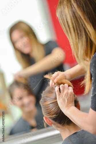 Having her hair done