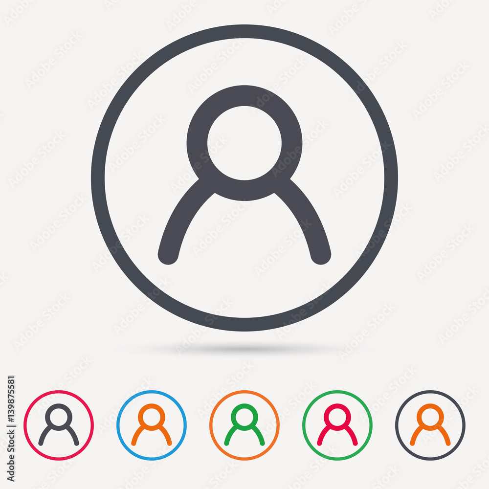 User icon. Human person symbol. Avatar login sign. Round circle buttons. Colored flat web icons. Vector User icon. Human person symbol. Avatar login sign. Round circle buttons. Colored flat web icons. Vector