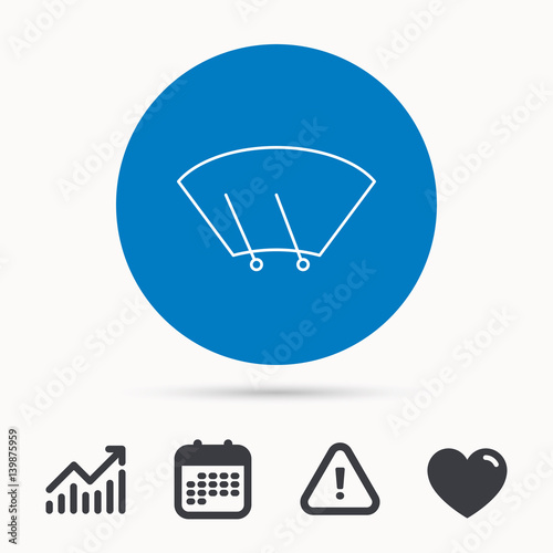 Windscreen wipers icon. Windshield sign. Calendar, attention sign and growth chart. Button with web icon. Vector