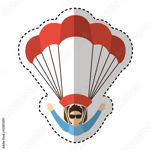 Parachutist silhouette flying icon vector illustration design