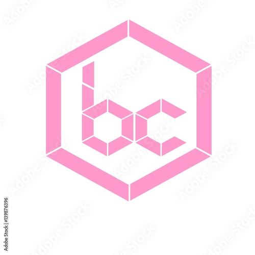 initial letter bc pink color logo vector