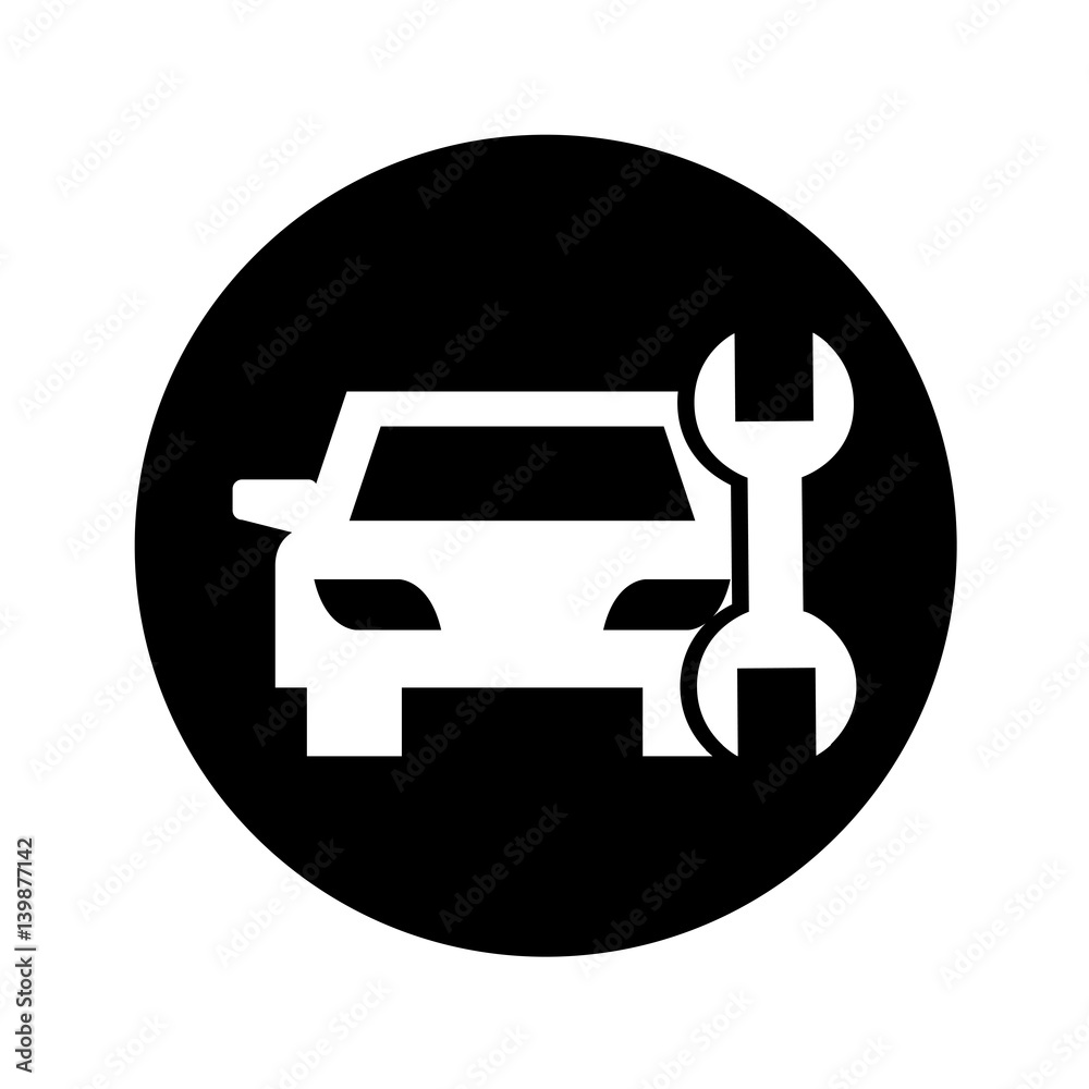 car vehicle silhouette with wrench icon vector illustration design car vehicle silhouette with wrench icon vector illustration design