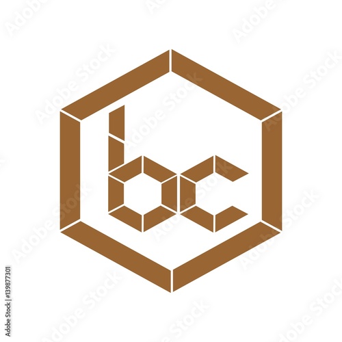 initial letter bc brown color logo vector