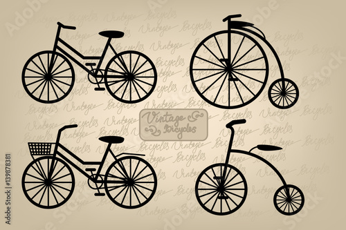 Retro and vintage bicycles silhouettes  photo